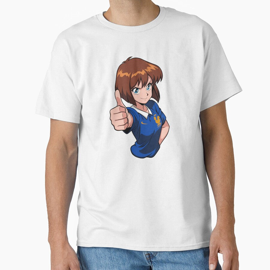 France Football Fan Anime Girl by MainColle - Adult & Kids T-Shirts, Sweatshirts & Hoodies apparel design preview 1