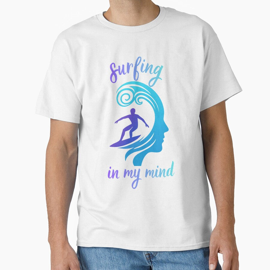 Surfing In My Mind Surfer Ocean Wave Lover Design by - Adult & Kids T-Shirts, Sweatshirts & Hoodies apparel design preview 1