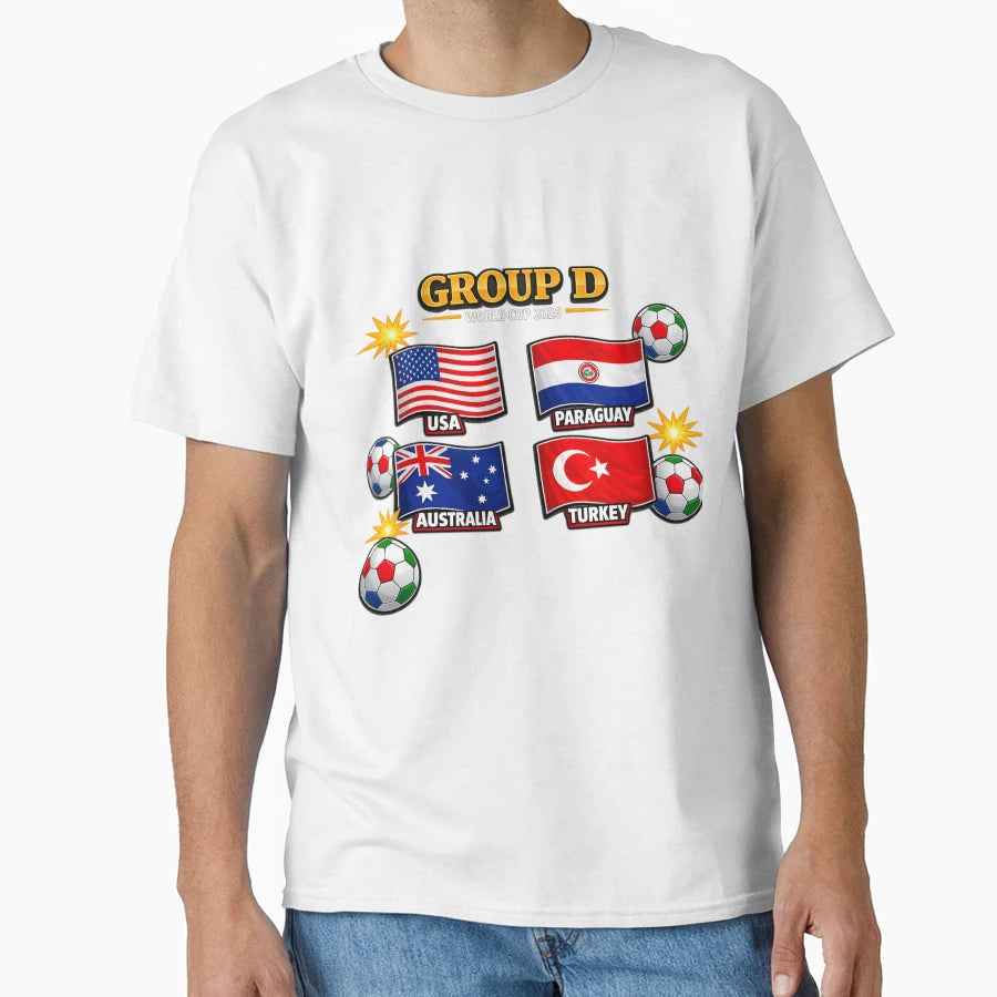Group D World Cup 2026 Flags T-Shirt - Graphic Print Unisex - T-Shirt, Sweatshirt, Hoodie