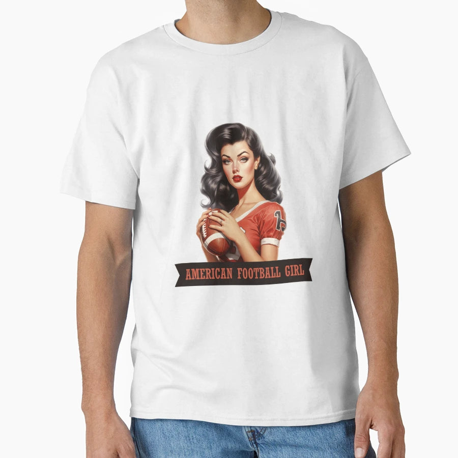 Beautiful Pin Up American Football T-Shirt - Novelty Apparel for Adults - T-Shirt, Sweatshirt, Hoodie