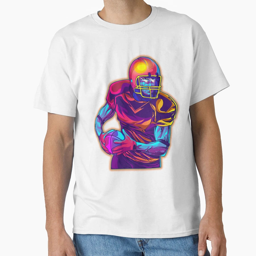 American Football Player Vaporwave 80S T-Shirt - Minimalist Print Men Women - T-Shirt, Sweatshirt, Hoodie