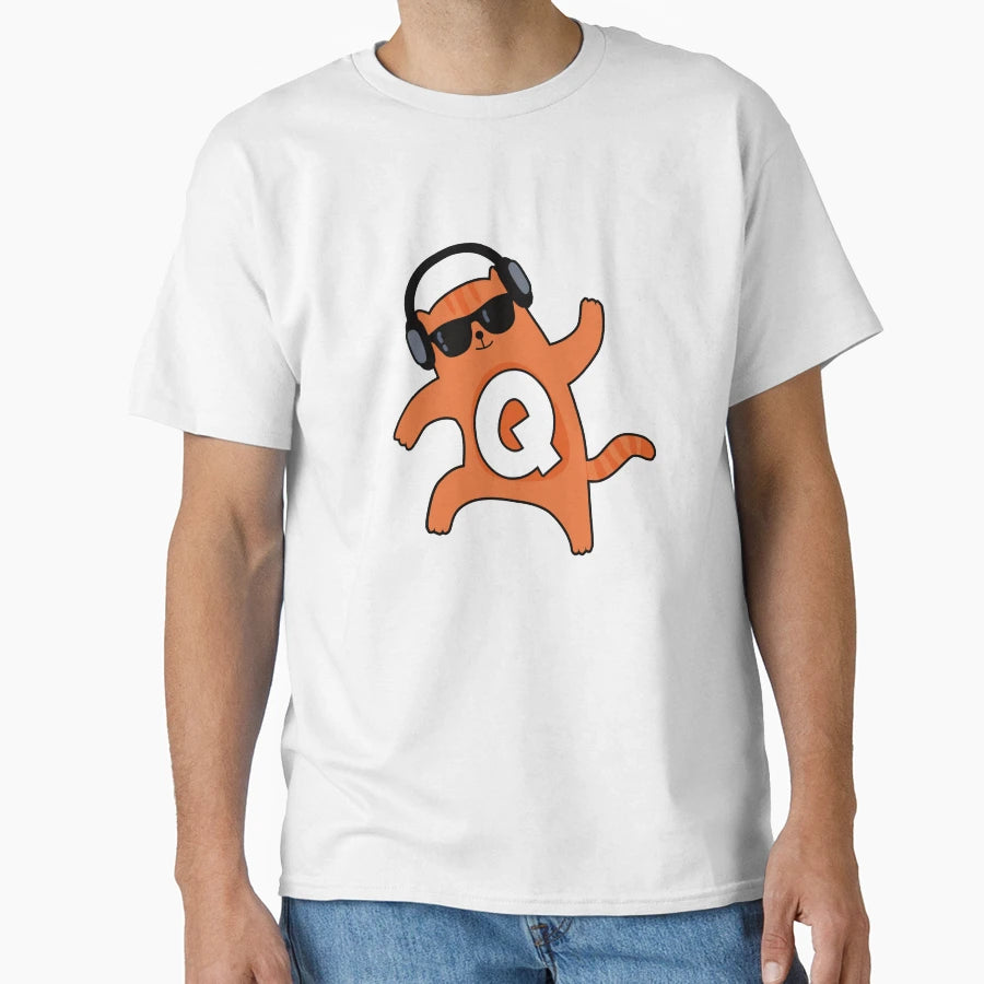Monogram Q Groovy Cat T-Shirt - Aesthetic Graphic for Adults - T-Shirt, Sweatshirt, Hoodie