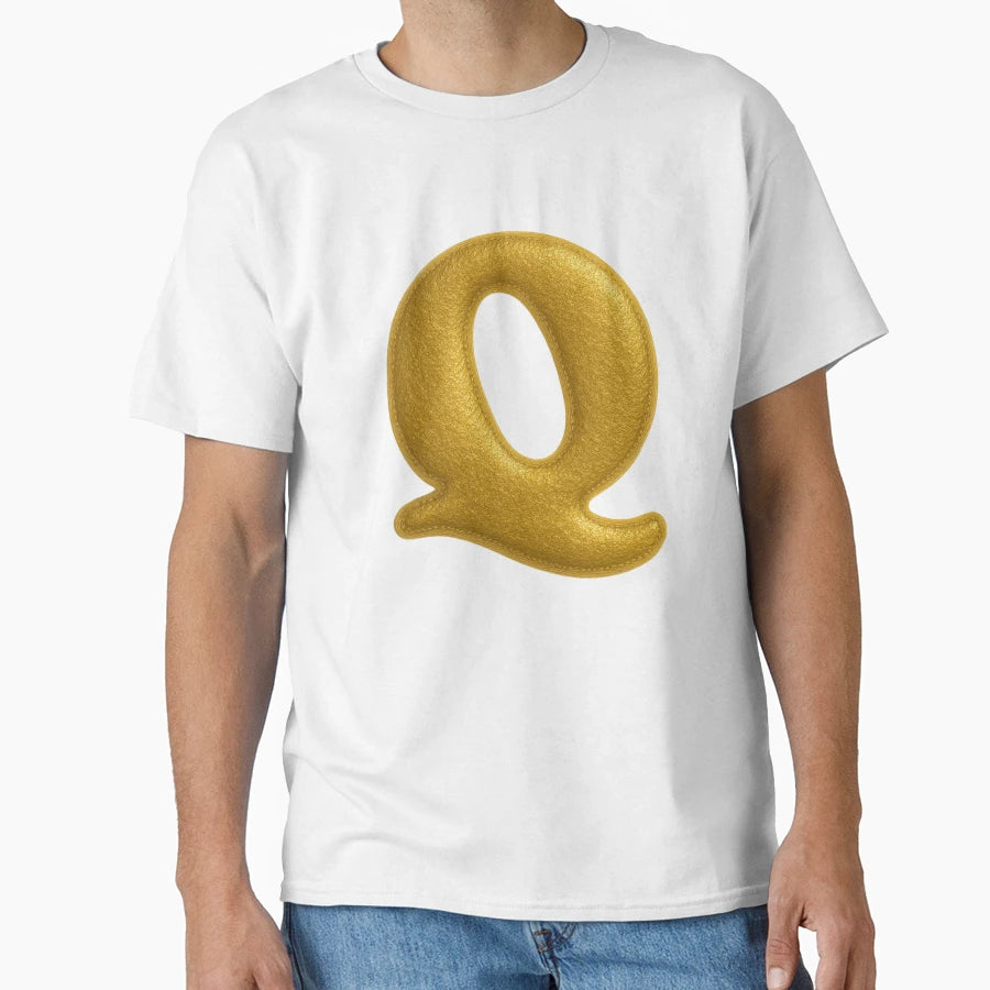 Golden Letter Q T-Shirt - Casual Everyday Wear Men Women - T-Shirt, Sweatshirt, Hoodie