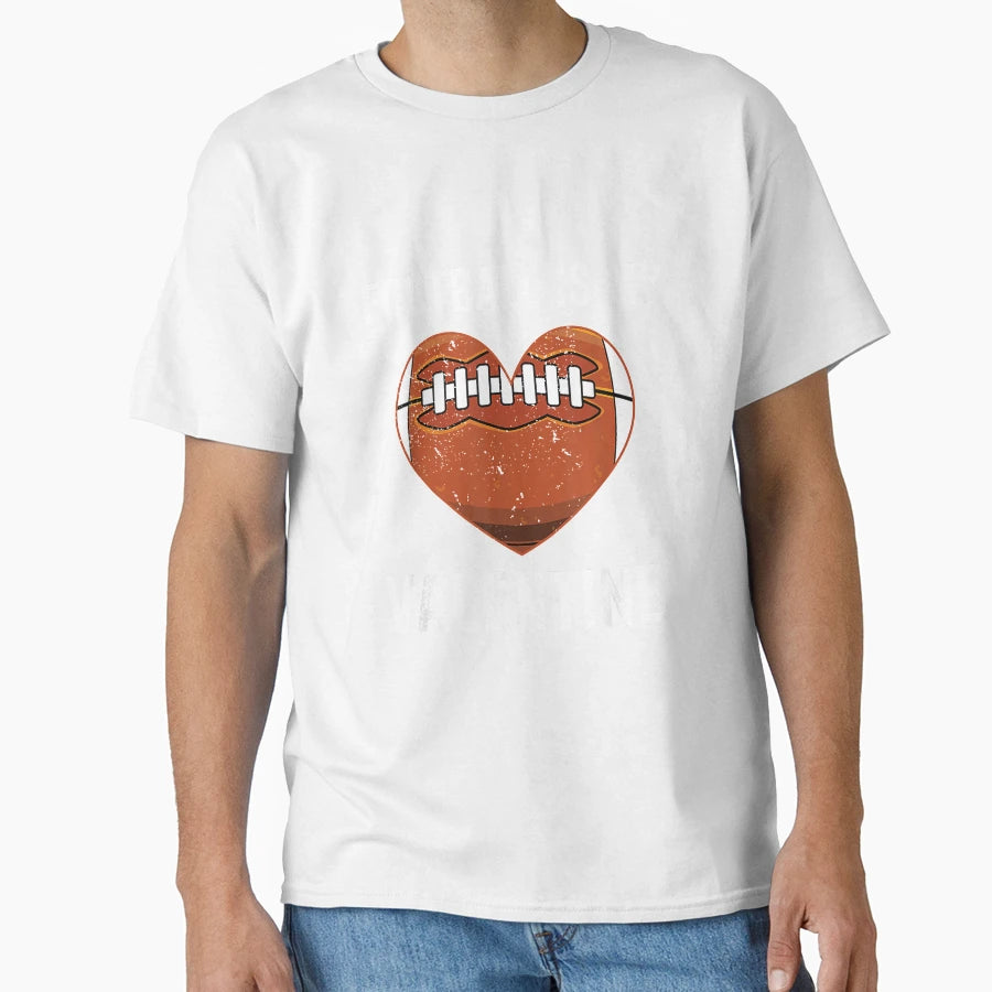 Valentines Day Football Heart T-Shirt - Minimalist Print Men Women - T-Shirt, Sweatshirt, Hoodie
