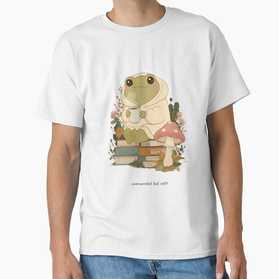 Overworked but Cute Frog by Cozy Chaos Studio Co - Adult & Kids T-Shirts, Sweatshirts & Hoodies apparel design preview 1