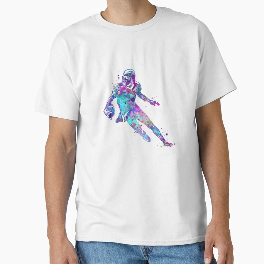 American Football Player Watercolor T-Shirt - Minimalist Print Unisex - T-Shirt, Sweatshirt, Hoodie