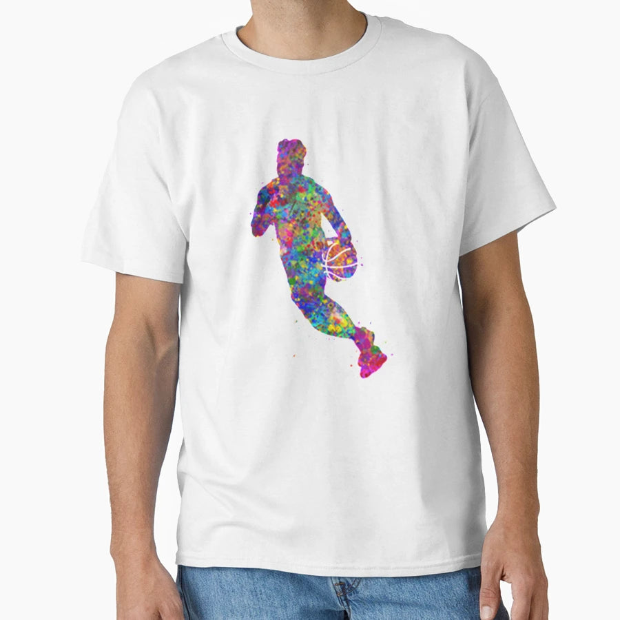 Basketball Player Holding Ball T-Shirt - Graphic Print Unisex - T-Shirt, Sweatshirt, Hoodie