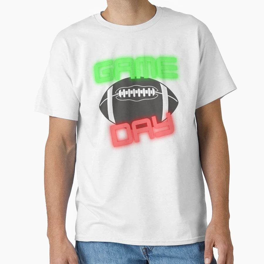Game Day Neon Football T-Shirt - Aesthetic Graphic for Adults - T-Shirt, Sweatshirt, Hoodie
