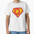 Letter Q Super Letter Red And Yellow T-Shirt - Unique Graphic Men Women - T-Shirt, Sweatshirt, Hoodie