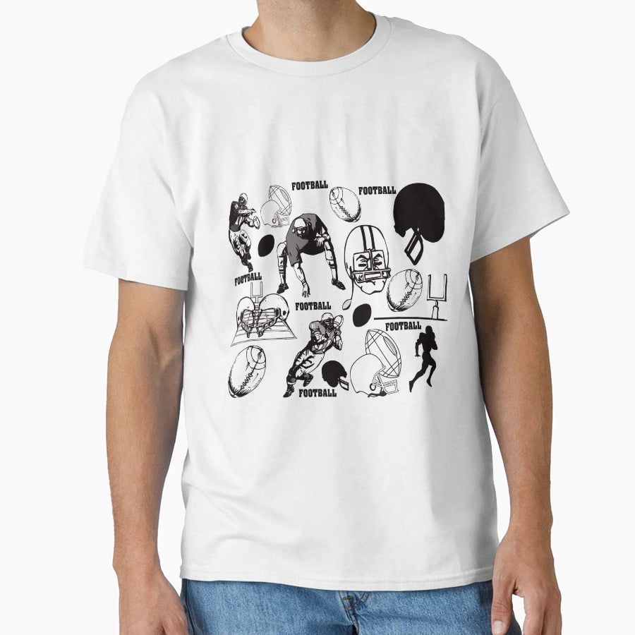 Football Pattern T-Shirt - Unique Graphic Men Women - T-Shirt, Sweatshirt, Hoodie