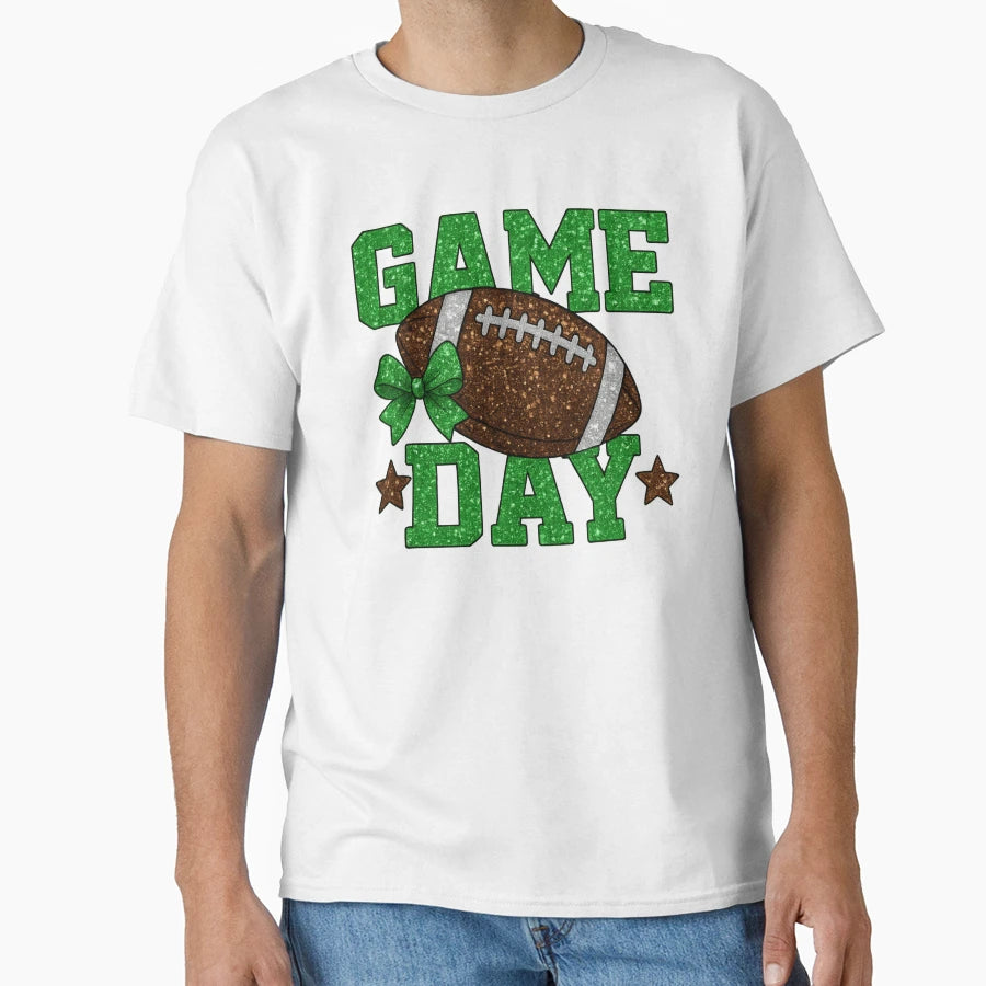 Glitter Football Game Day Sparkly Sports T-Shirt - Custom Art Print Unisex - T-Shirt, Sweatshirt, Hoodie