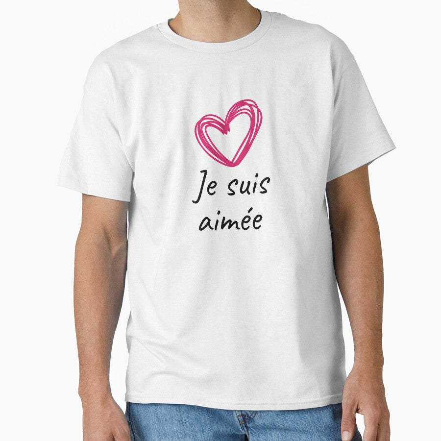 I am loved with a pink heart by PausePapote - Adult & Kids T-Shirts, Sweatshirts & Hoodies apparel design preview 1