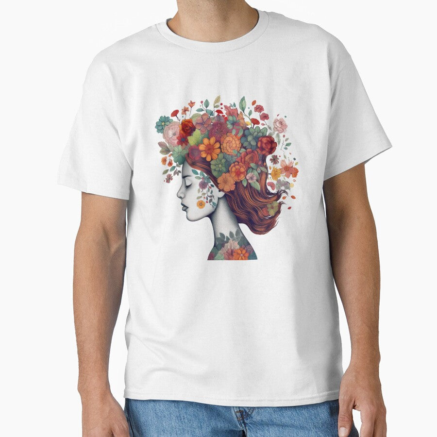 Lovely Lady Flower Garden Hair Floral Head Meditation - Adult & Kids T-Shirts, Sweatshirts & Hoodies apparel design preview 1