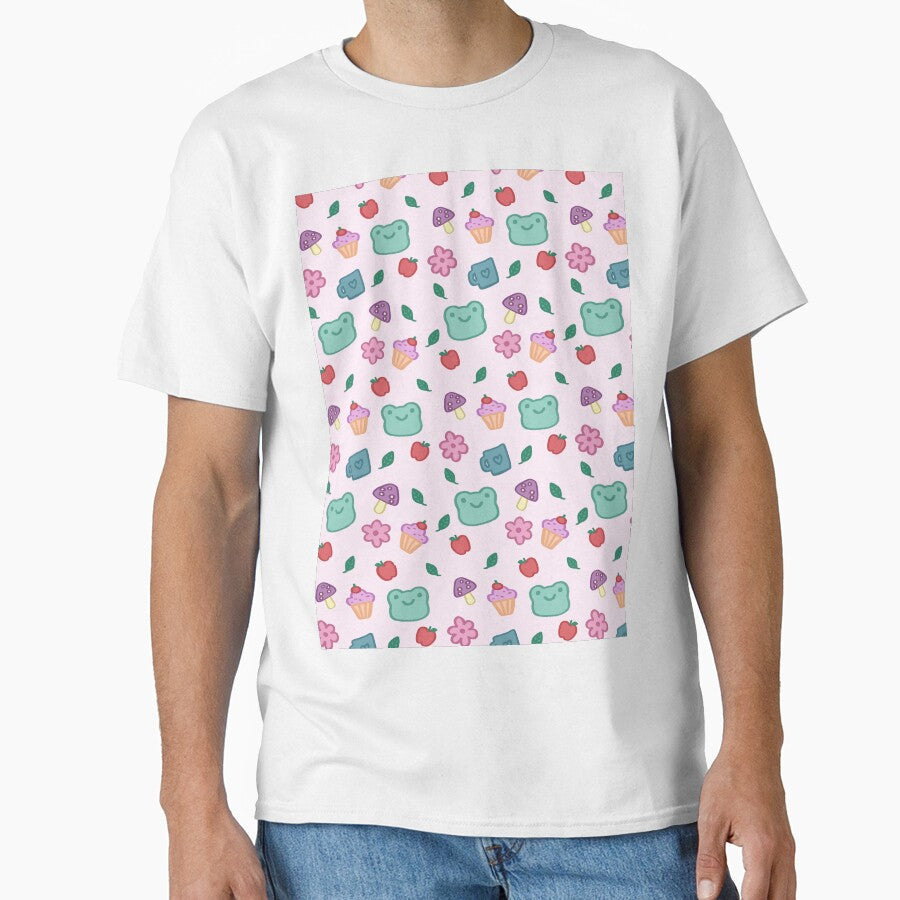 Pink sweet moments froggy pattern by naanlin - Adult & Kids T-Shirts, Sweatshirts & Hoodies apparel design preview 1