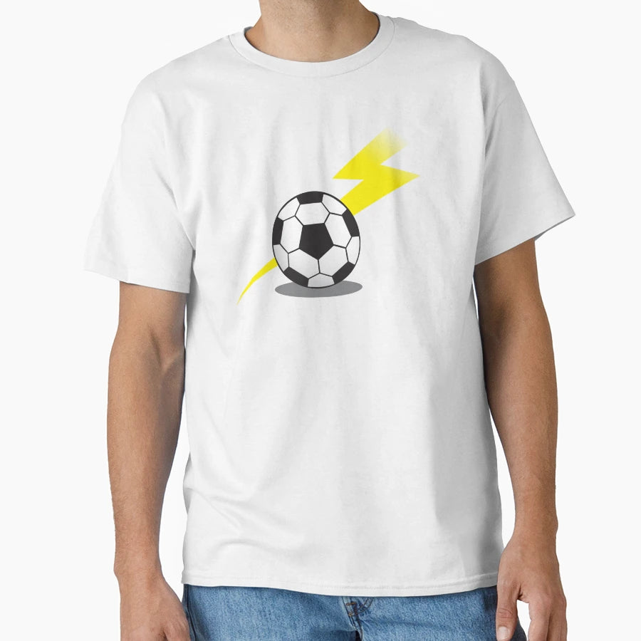 Football Soccer Ball Lightning Bolt T-Shirt - Custom Art Print Men Women - T-Shirt, Sweatshirt, Hoodie