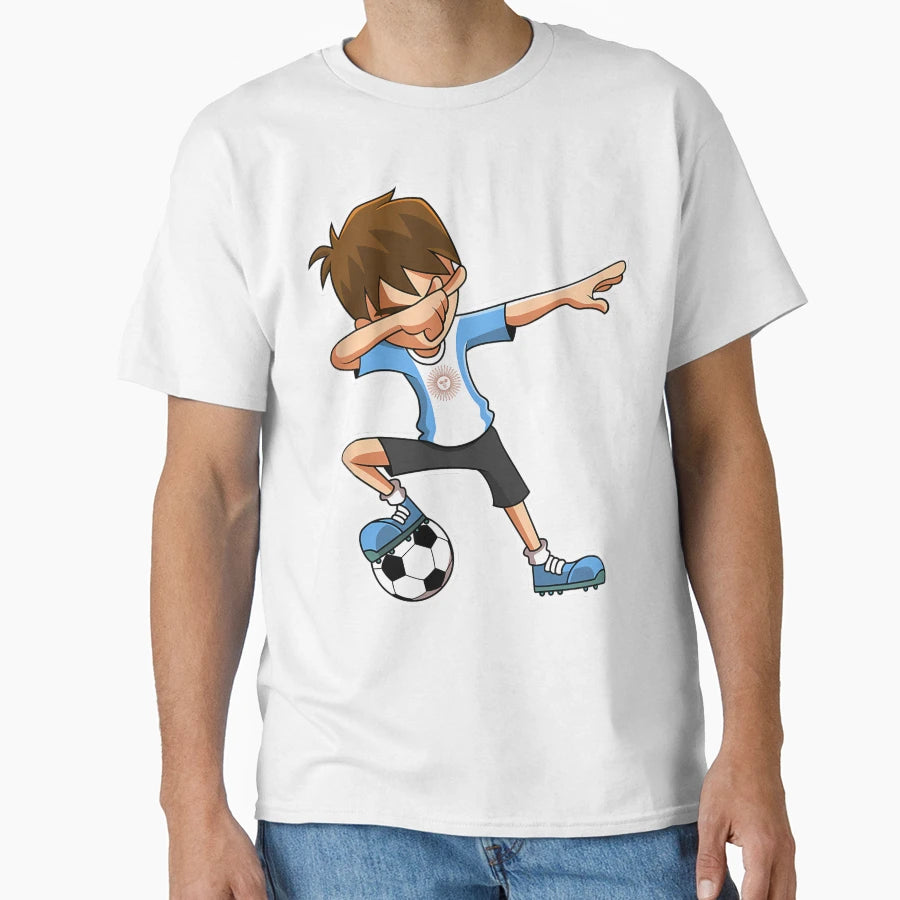 Dabbing Soccer Argentina Jersey T-Shirt - Aesthetic Graphic Men Women - T-Shirt, Sweatshirt, Hoodie