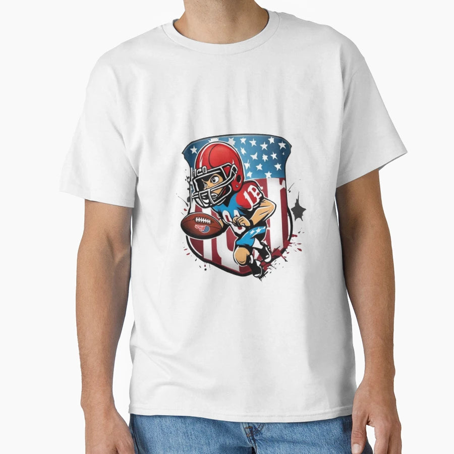 Cartoon Charachter Playing Football T-Shirt - Unique Graphic Men Women - T-Shirt, Sweatshirt, Hoodie