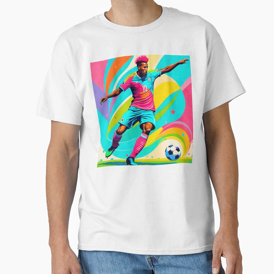 Dynamic And Lively Footballer Art T-Shirt - Aesthetic Graphic Unisex - T-Shirt, Sweatshirt, Hoodie