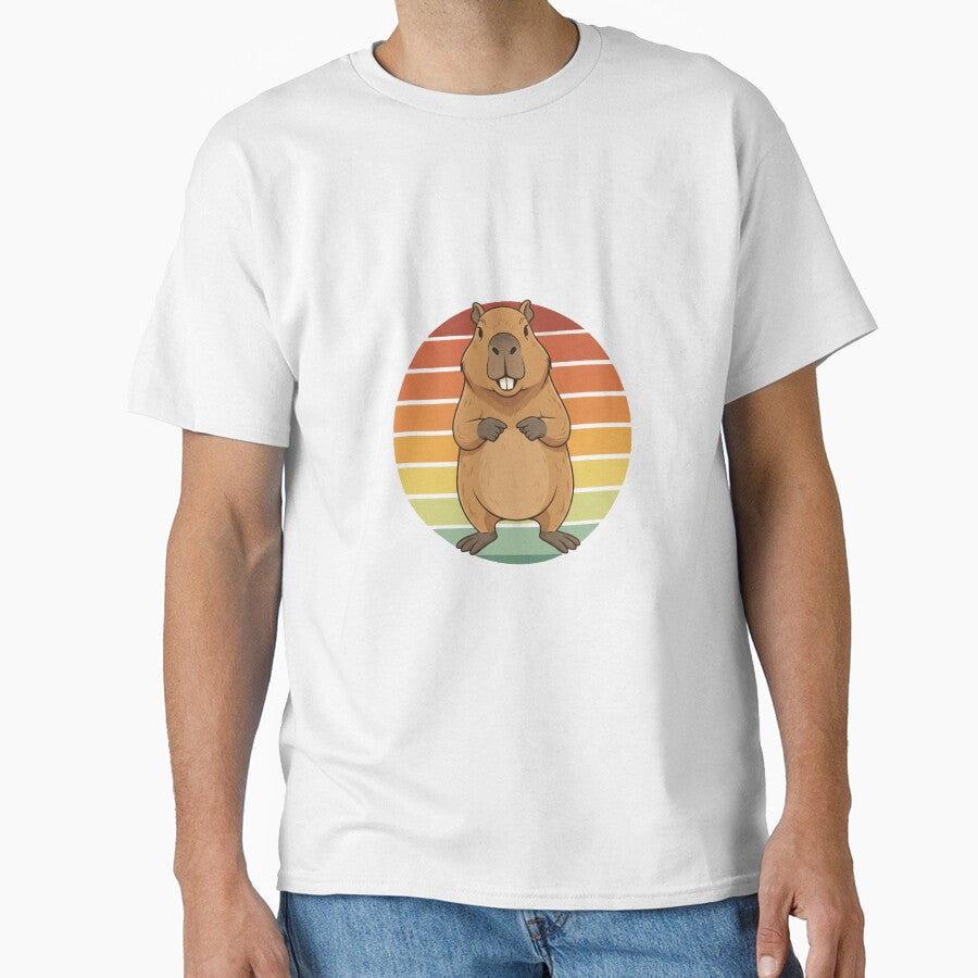 Don't Worry Be Capy Chill Capybara Retro Sunset by - Adult & Kids T-Shirts, Sweatshirts & Hoodies apparel design preview 1