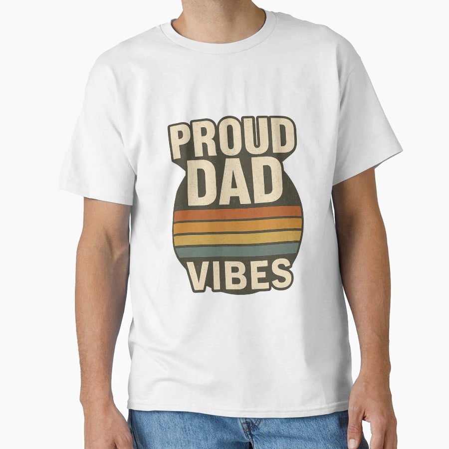 Proud Dad Vibes Sunset Distressed T-Shirt - Novelty Apparel for Adults - T-Shirt, Sweatshirt, Hoodie