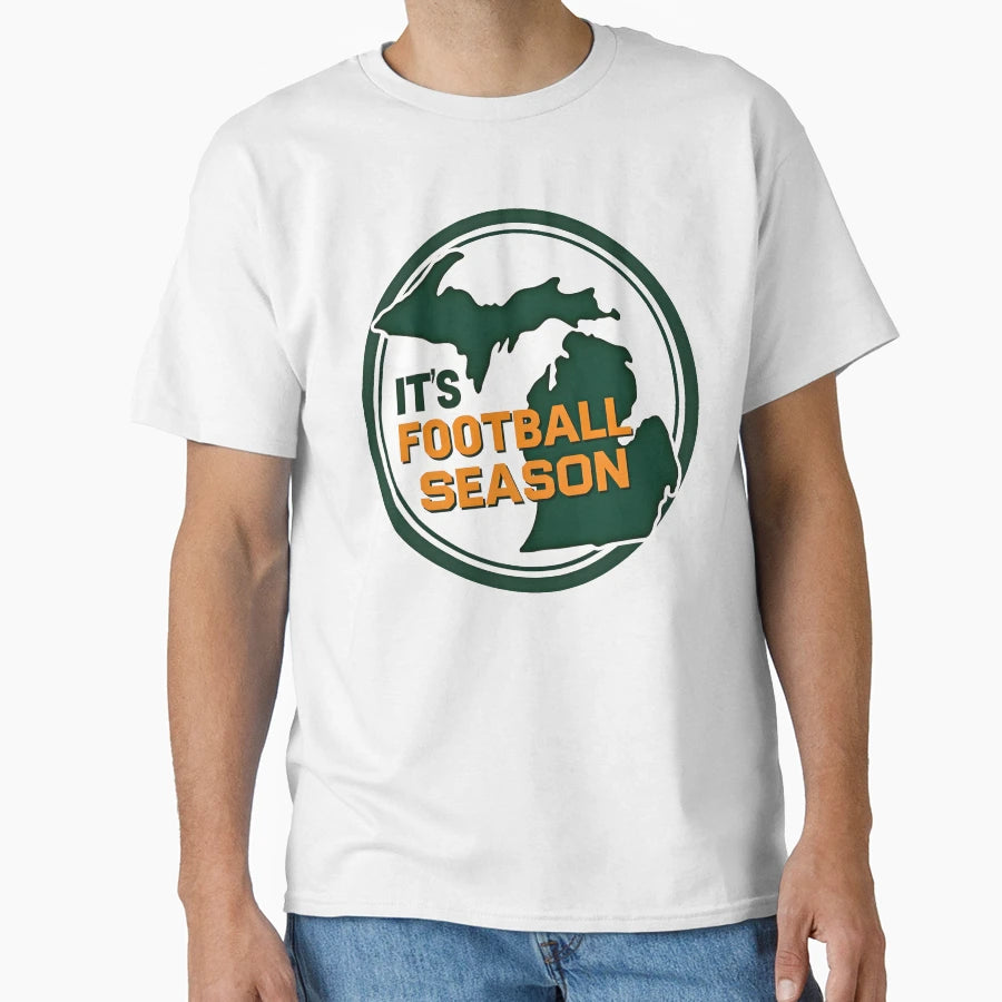 Michigan Map Its Football Season Fan T-Shirt - Trendy Graphic for Adults - T-Shirt, Sweatshirt, Hoodie