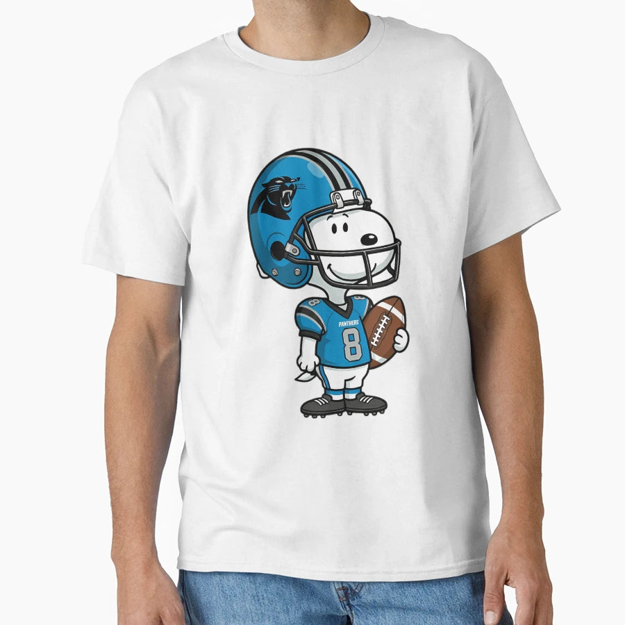 Snoopy Holding Football Carolina T-Shirt - Casual Everyday Wear Men Women - T-Shirt, Sweatshirt, Hoodie