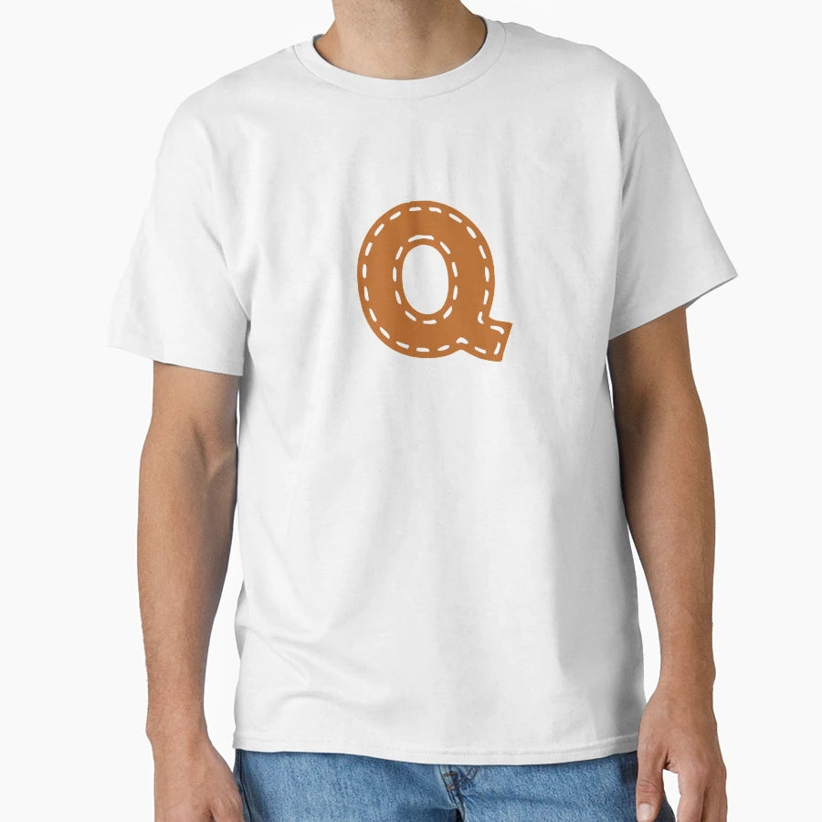 Q Letter Sewn College Usa Leather T-Shirt - Custom Art Print Men Women - T-Shirt, Sweatshirt, Hoodie