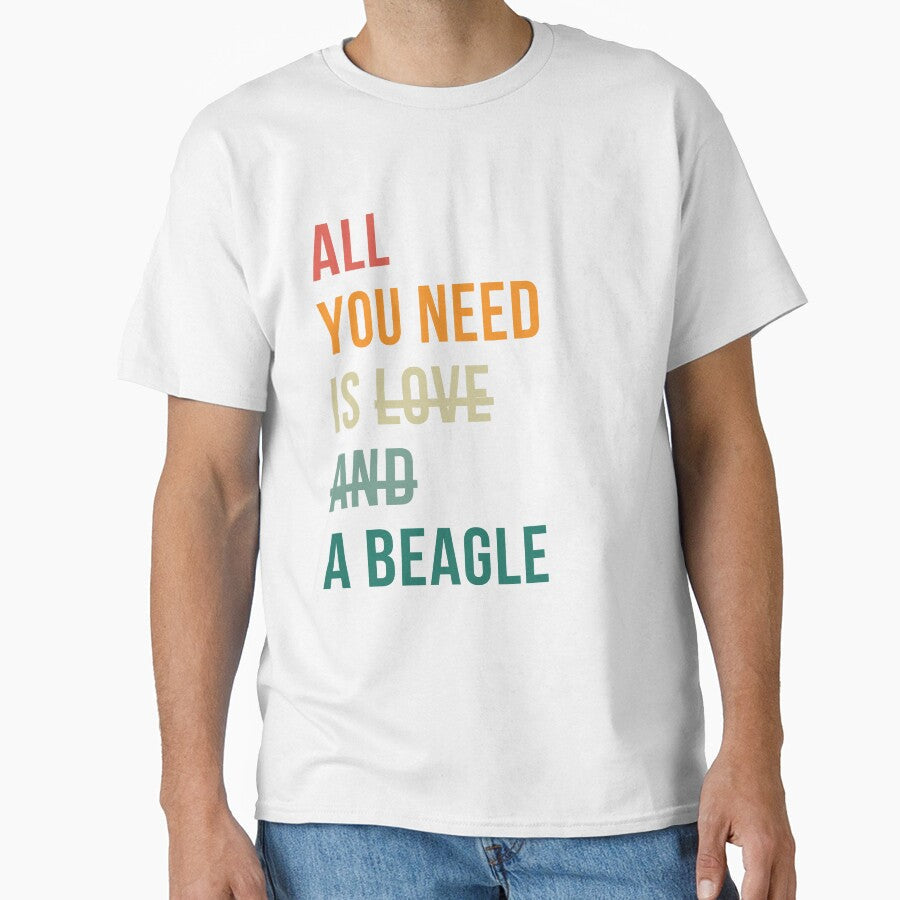 Retro all you need is love and a Beagle dog breed - Adult & Kids T-Shirts, Sweatshirts & Hoodies apparel design preview 1