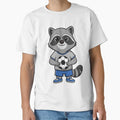 Raccoon Soccer Player Cartoon T-Shirt - Fun Novelty Design for Adults - T-Shirt, Sweatshirt, Hoodie
