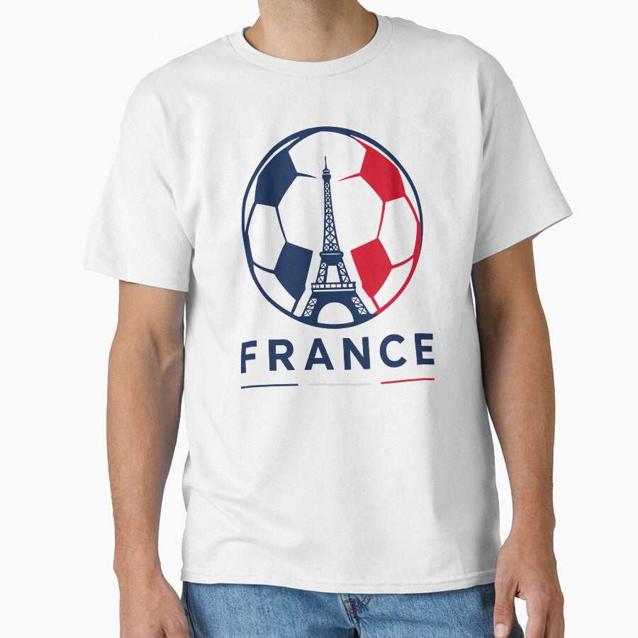 France Team Soccer Ball with Eiffel Tower French - Adult & Kids T-Shirts, Sweatshirts & Hoodies apparel design preview 1