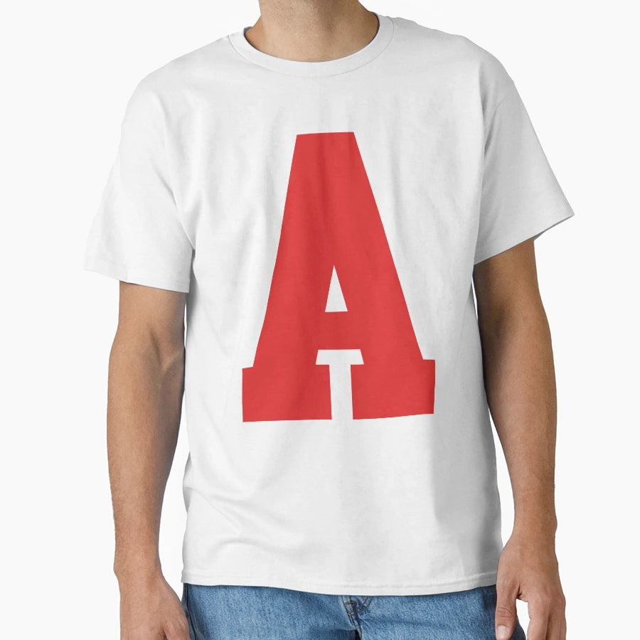 Alphabet Red Sports Letter T-Shirt - Aesthetic Graphic for Adults - T-Shirt, Sweatshirt, Hoodie