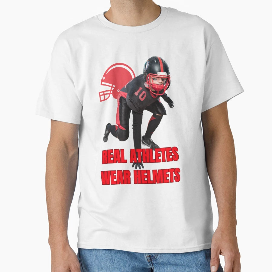 Real Athletes Wear Helmets T-Shirt - Aesthetic Graphic for Adults - T-Shirt, Sweatshirt, Hoodie