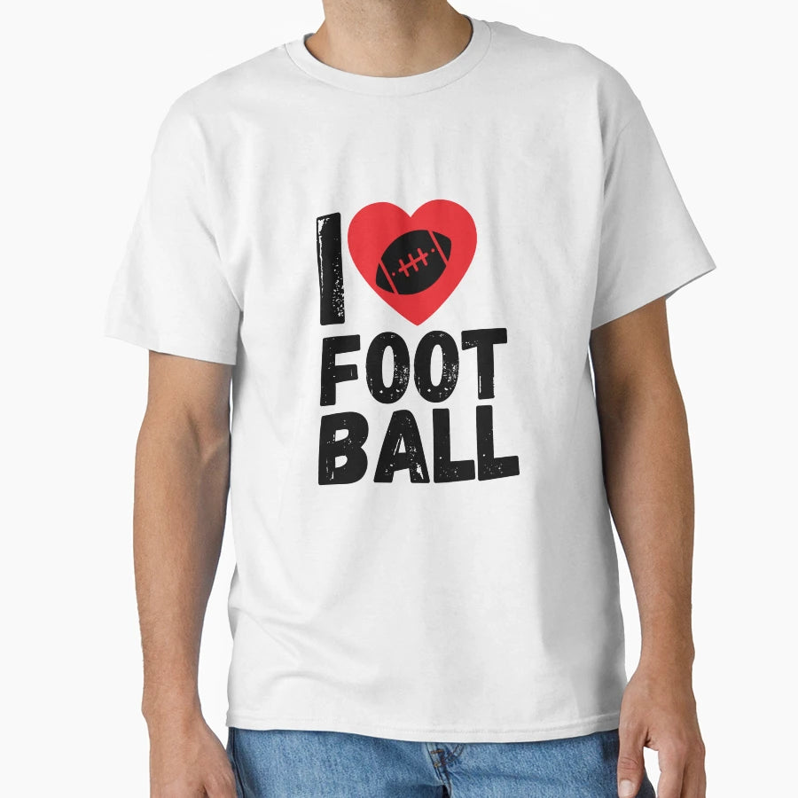 I Love Football Motif American Sport T-Shirt - Fun Novelty Design Men Women - T-Shirt, Sweatshirt, Hoodie