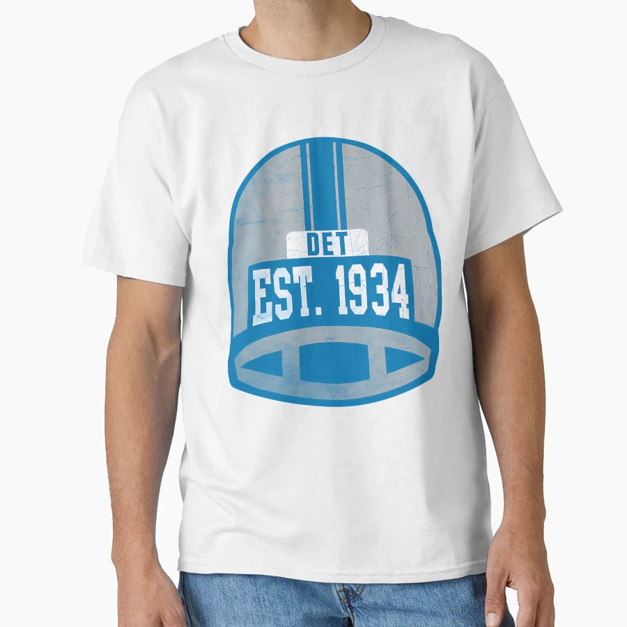 Detroit Football Throwback Helmet Est 1934 T-Shirt - Graphic Print Unisex - T-Shirt, Sweatshirt, Hoodie
