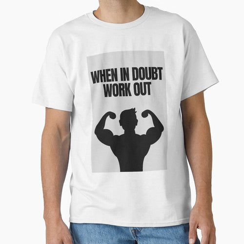'When In Doubt, Work Out' Gym Fitness Motivation by - Adult & Kids T-Shirts, Sweatshirts & Hoodies apparel design preview 1