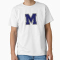 Silver And Navy Varsity Letter M T-Shirt - Trendy Graphic Unisex - T-Shirt, Sweatshirt, Hoodie