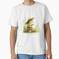 Kawaii Frog Sipping Tea in Straw Hat Woodland - Adult & Kids T-Shirts, Sweatshirts & Hoodies apparel design preview 1