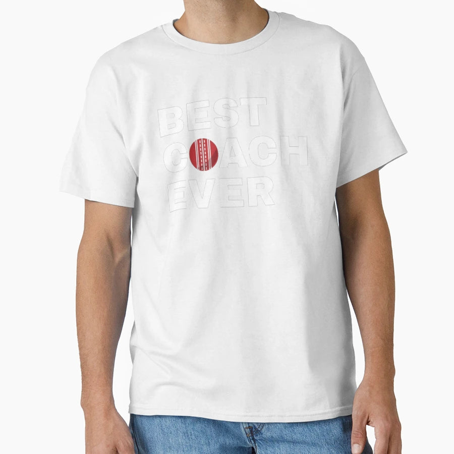 Best Coach Ever Cricket White T-Shirt - Aesthetic Graphic for Adults - T-Shirt, Sweatshirt, Hoodie