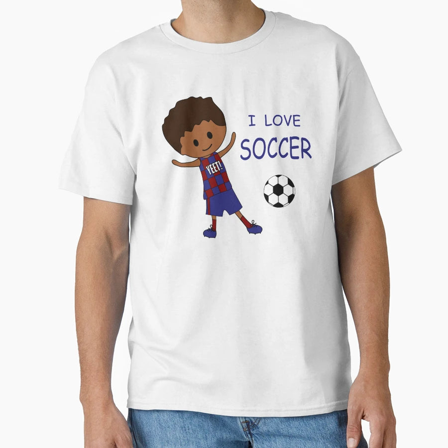 I Love Soccer Barcelona Fan Brown Curly T-Shirt - Unique Graphic Unisex - T-Shirt, Sweatshirt, Hoodie