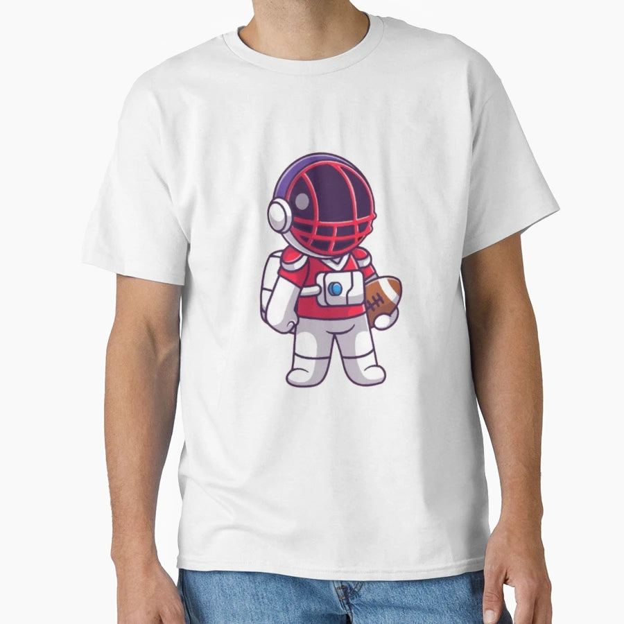 Astronaut And Football Fan T-Shirt - Novelty Apparel for Adults - T-Shirt, Sweatshirt, Hoodie