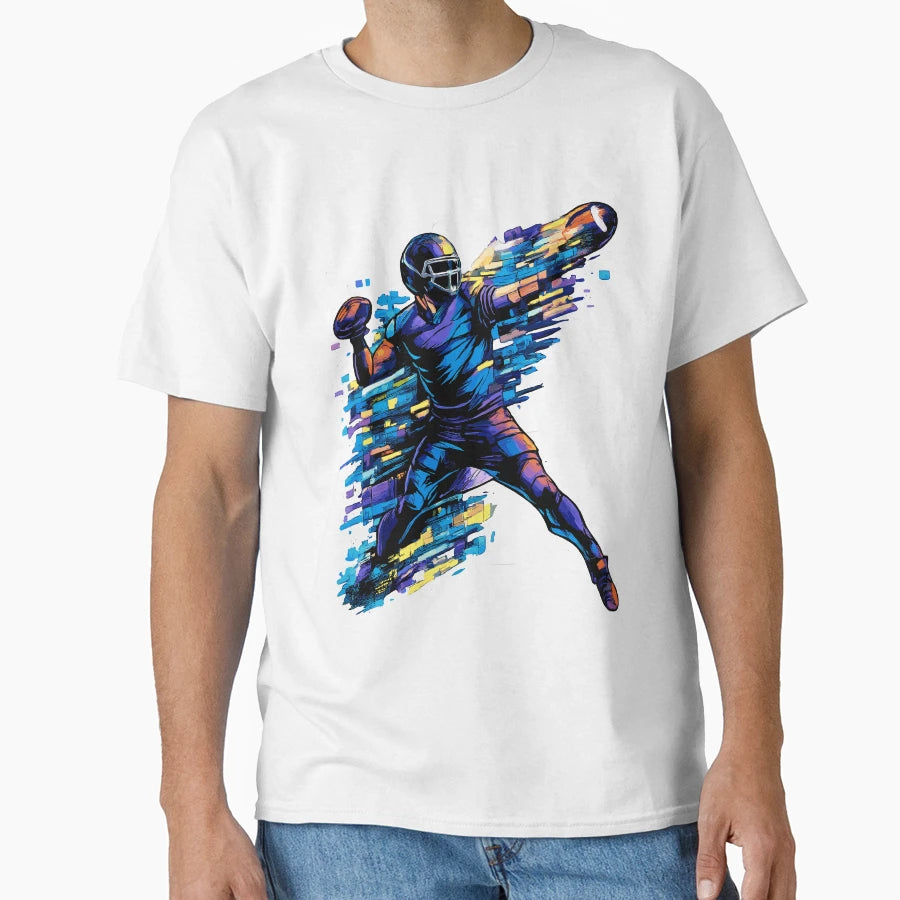 Dynamic Football Quarterback Passing T-Shirt - Trendy Graphic Men Women - T-Shirt, Sweatshirt, Hoodie