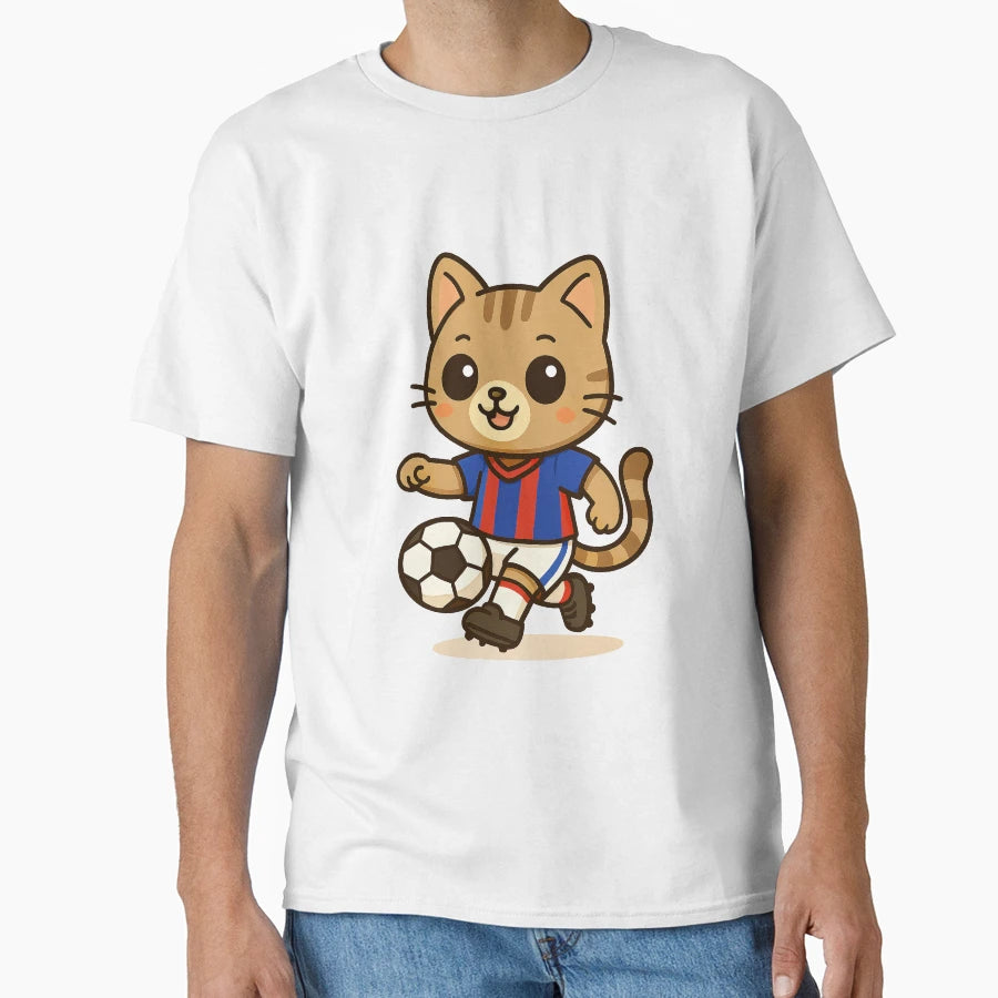 Soccer Player Cat T-Shirt - Aesthetic Graphic Unisex - T-Shirt, Sweatshirt, Hoodie