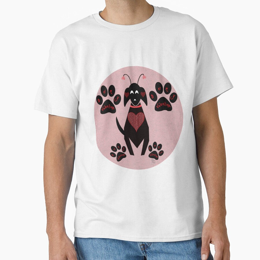 Mid-Century Modern Funny Valentine Dog Pattern Pink - Adult & Kids T-Shirts, Sweatshirts & Hoodies apparel design preview 1