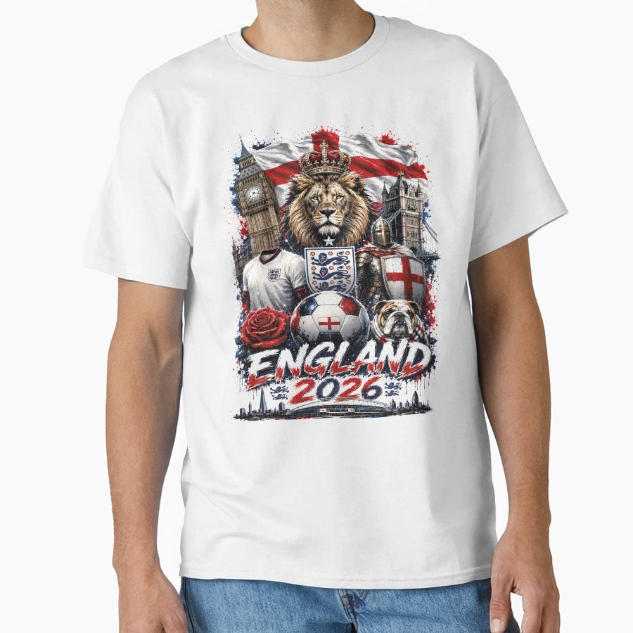 England 2026 Soccer Lion Football Fan T-Shirt - Trendy Graphic for Adults - T-Shirt, Sweatshirt, Hoodie