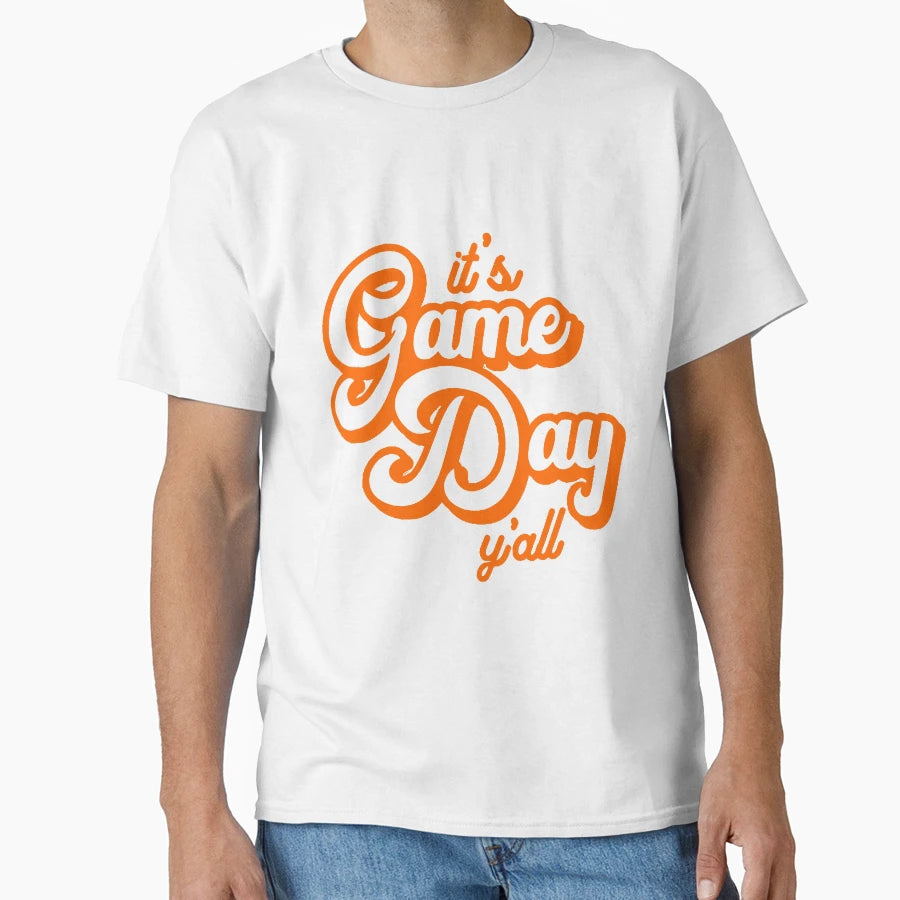 Orange And White Its Game Day Yall T-Shirt - Trendy Graphic Unisex - T-Shirt, Sweatshirt, Hoodie