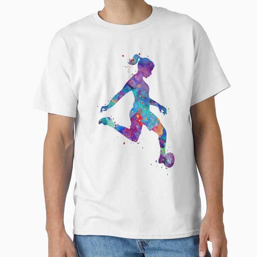 Soccer Player Watercolor Painting Art T-Shirt - Streetwear Style Men Women - T-Shirt, Sweatshirt, Hoodie