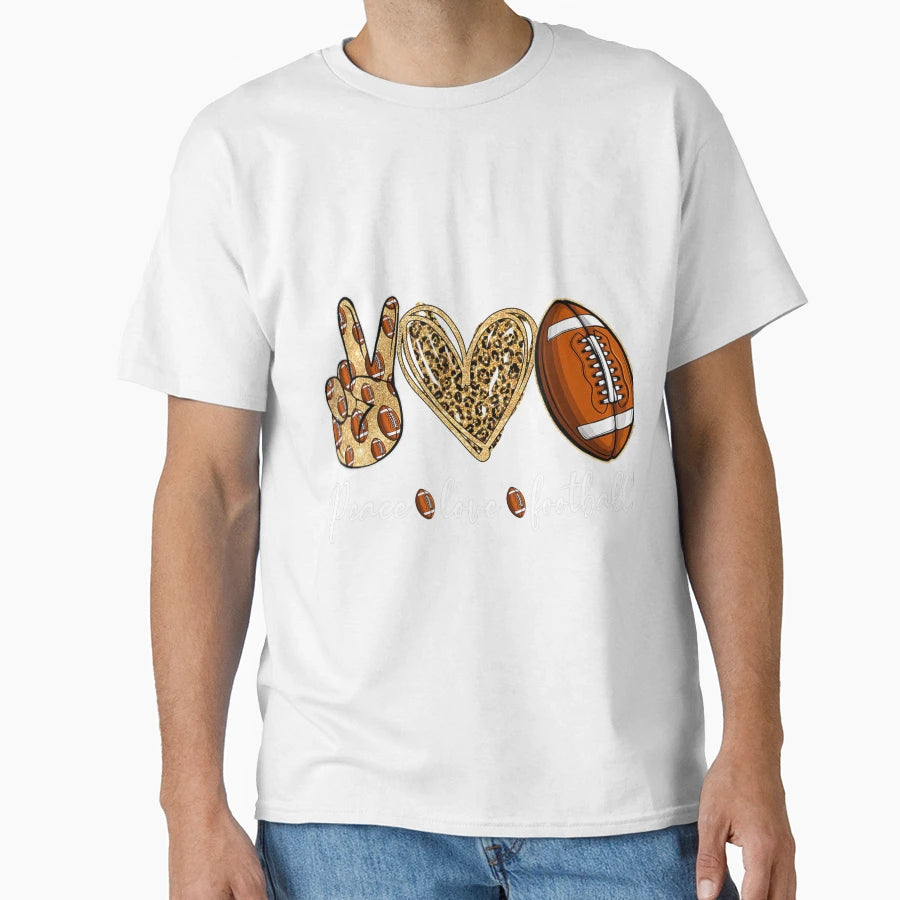 Peace Love Football Sports T-Shirt - Novelty Apparel Unisex - T-Shirt, Sweatshirt, Hoodie