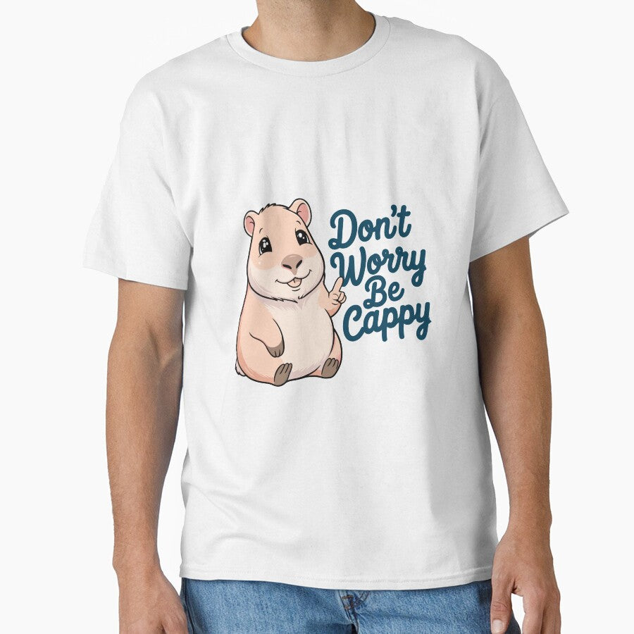 Cartoon Capybara Don't Worry Be Cappy by MaateoDesign - Adult & Kids T-Shirts, Sweatshirts & Hoodies apparel design preview 1