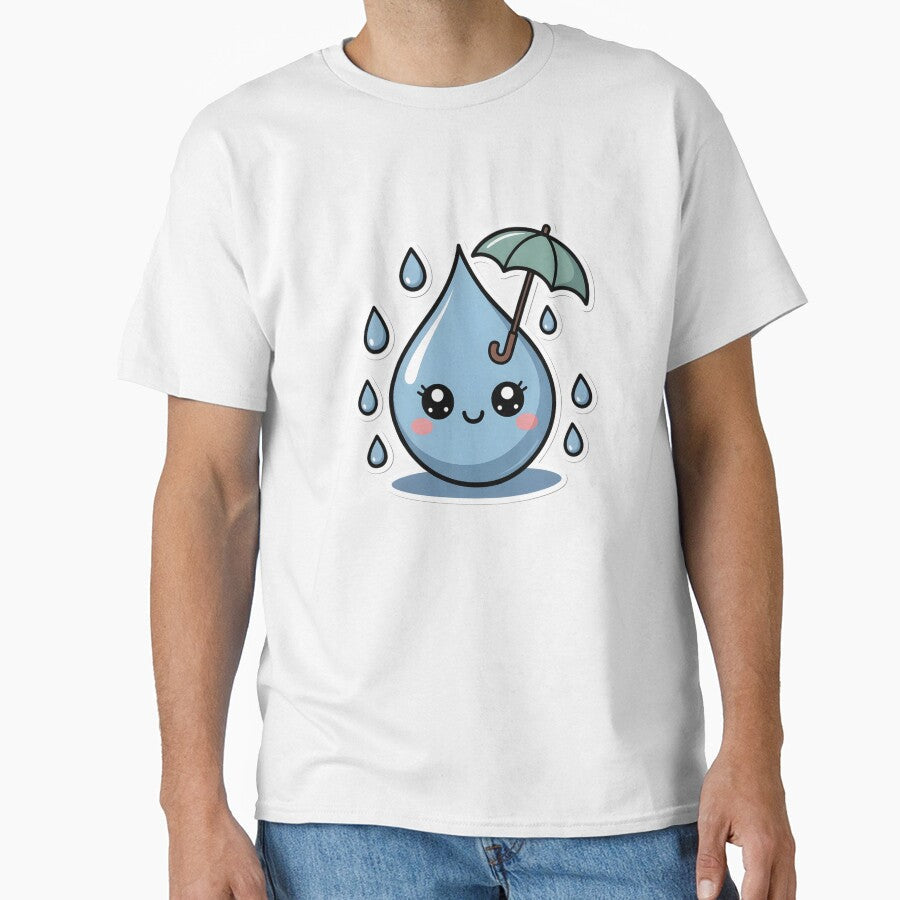 Cute Kawaii Raindrops Pattern Rainy Day Aesthetic - Adult & Kids T-Shirts, Sweatshirts & Hoodies apparel design preview 1