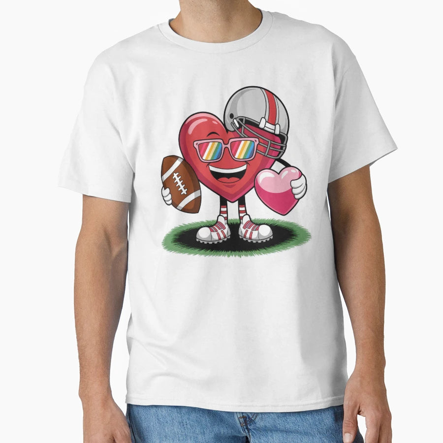Valentines Day Heart Quarterback T-Shirt - Fun Novelty Design for Adults - T-Shirt, Sweatshirt, Hoodie